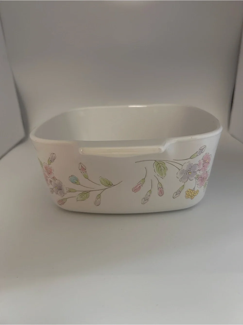 Vintage Corning Ware Pastel Bouquet Covered Casserole Dish with Glass Lid